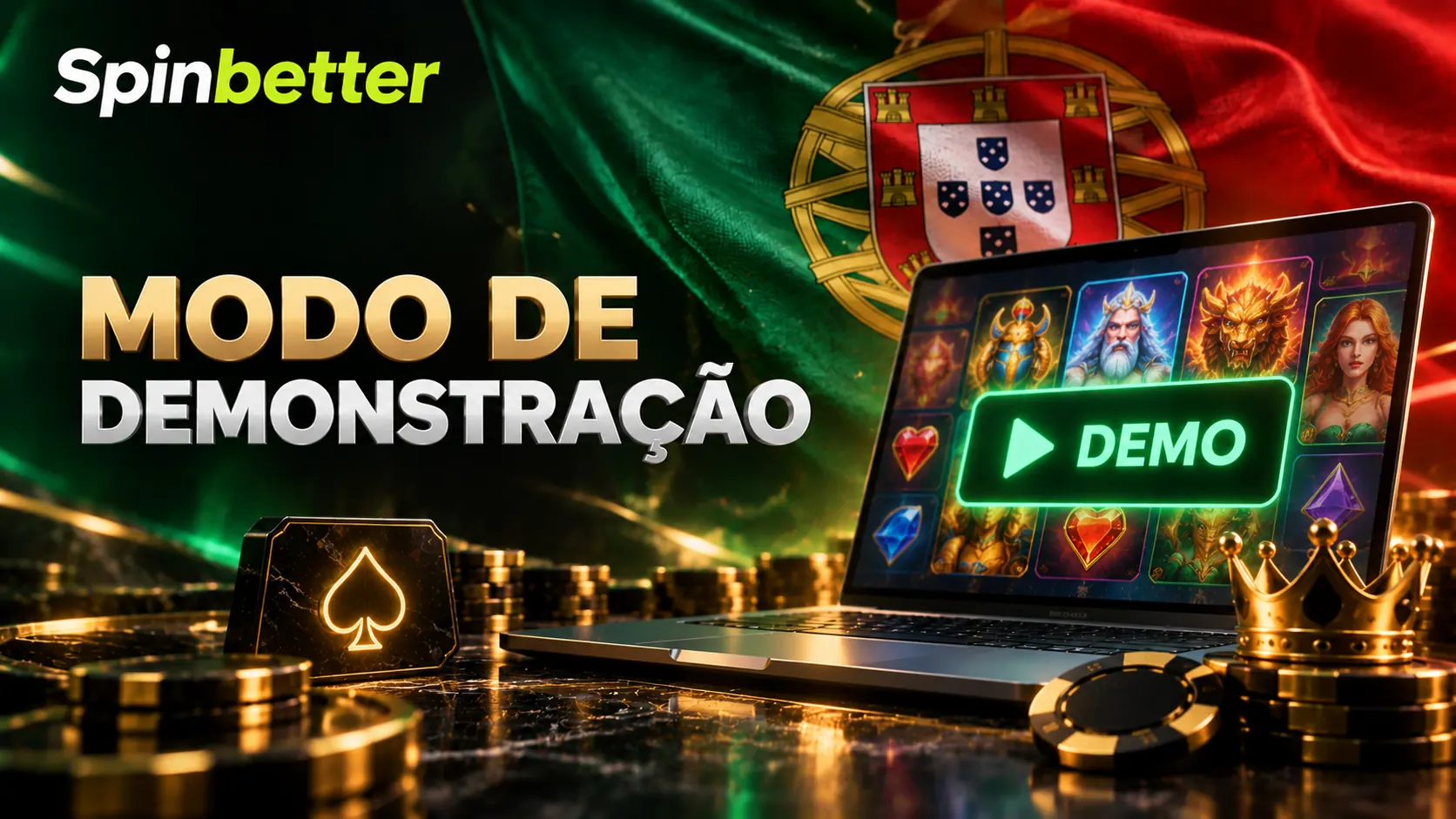 Modo de demonstração aberto num jogo, com saldo fictício