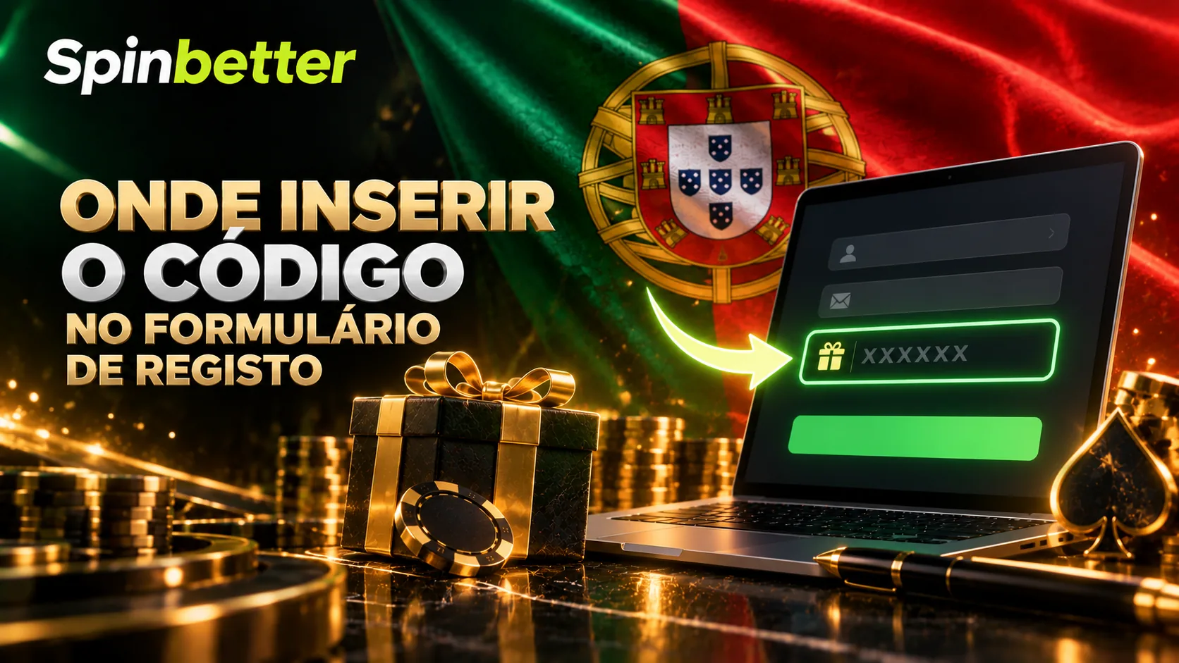 Formulário de registo com a caixa destinada ao código promocional em destaque