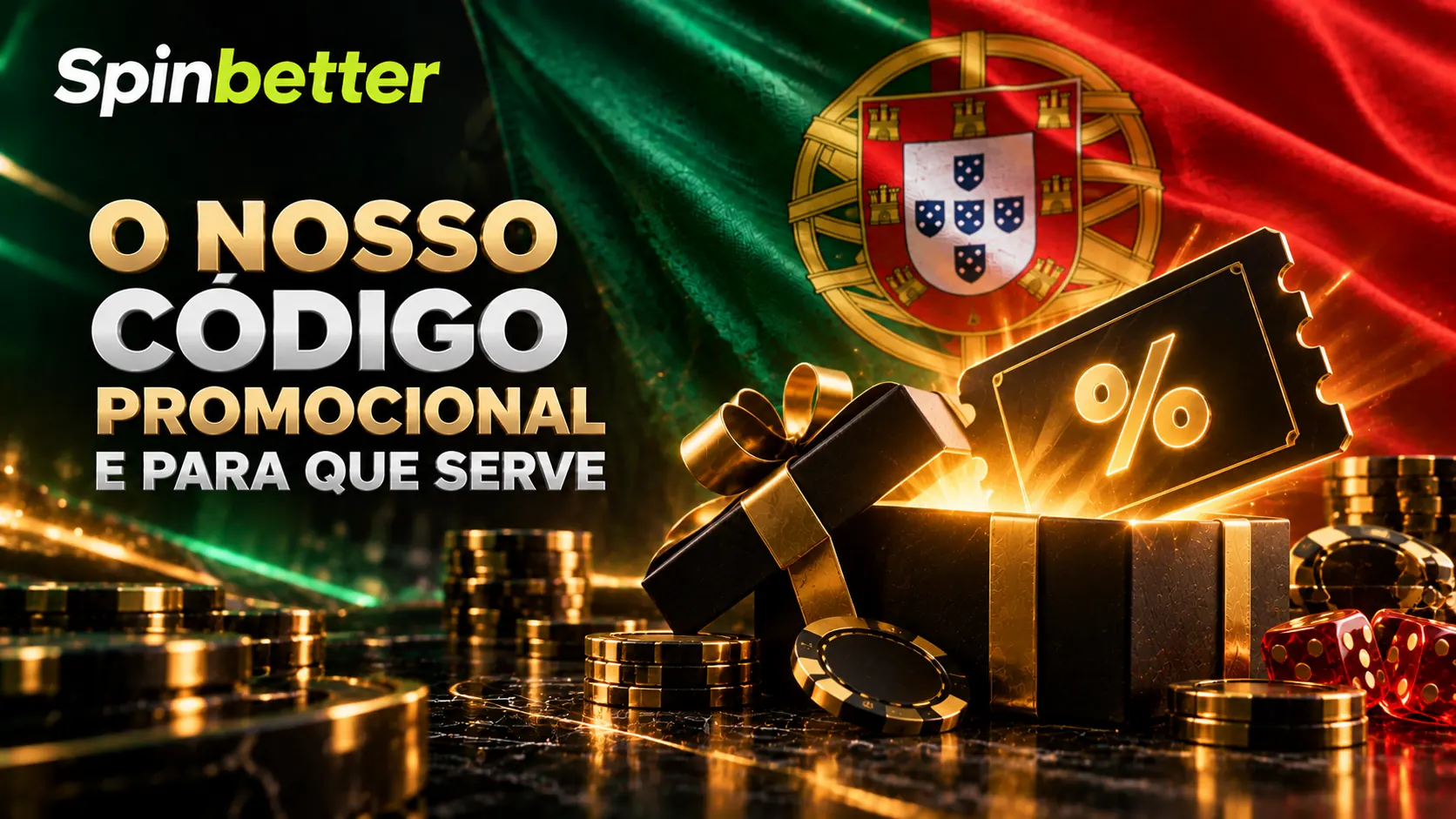 Campo de código promocional e o pacote de boas-vindas que fica associado à conta
